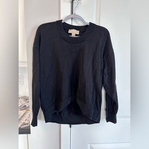Michael Kors Black High Low Sweater Gold Button Cuff Knit Pullover Classic Chic